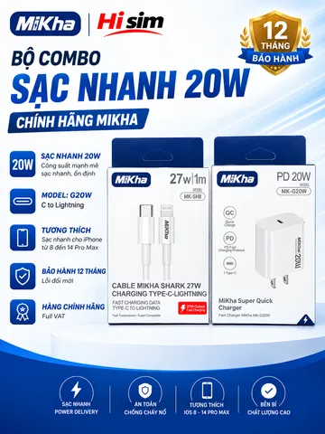 Sạc nhanh 20W Mikha