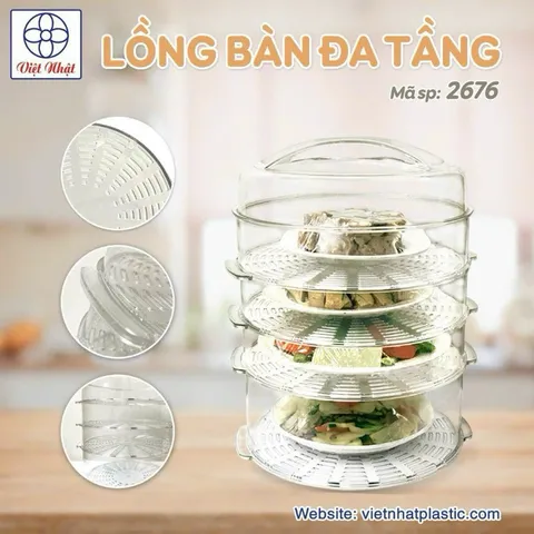 Lồng bàn đa tầng 2676 khích thước: M24xĐ24xC32.5 (cm)
