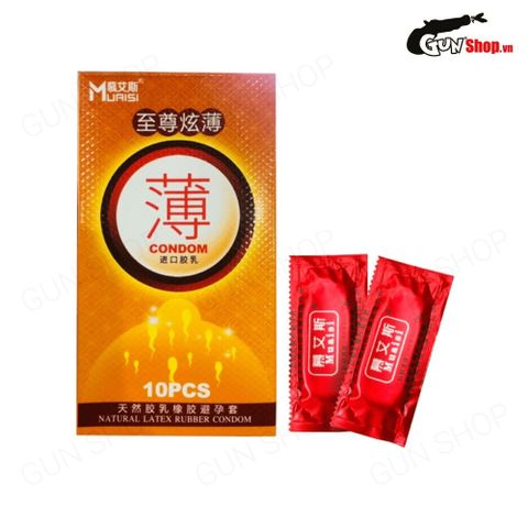 Bao cao su Muaisi Cam - Si&ecirc;u mỏng, hương d&acirc;u ch&iacute;nh h&atilde;ng