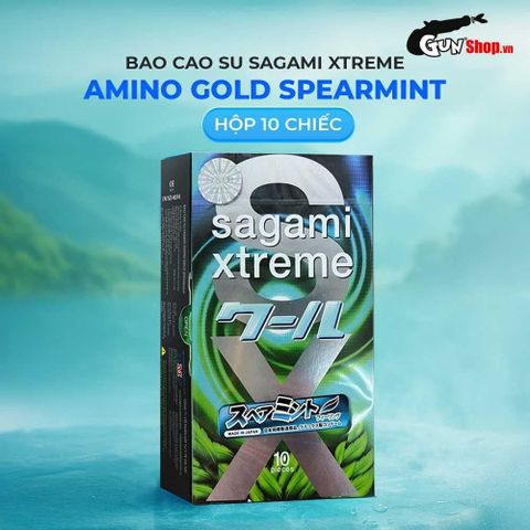Bao cao su Sagami Xtreme Amino Gold Spearmint - H&igrave;nh ảnh thực tế