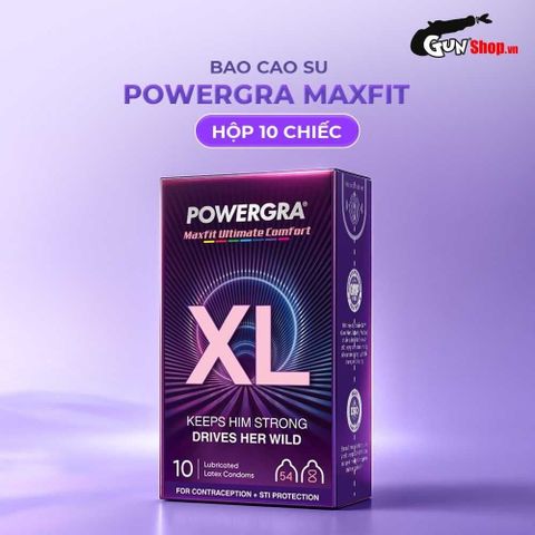 Bao cao su Powergra Maxfit - Size 54mm, si&ecirc;u mỏng, k&eacute;o d&agrave;i, hương d&acirc;u