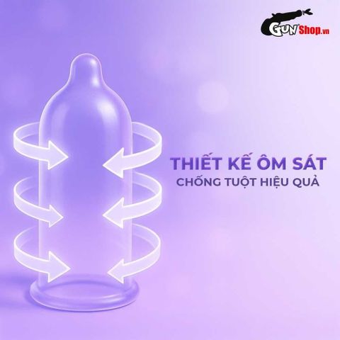 Bao cao su Powergra Maxfit - Size 54mm, si&ecirc;u mỏng, k&eacute;o d&agrave;i, hương d&acirc;u