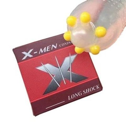 (Hộp1 Cái) Bao Cao Su X-men Long Shock 6 Bi hỗ trợ dành cho nam giới chính hãng - hình ảnh thực tế
