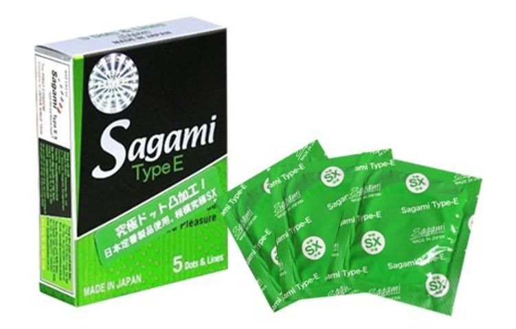 (Hộp 5 Cái) Bao Cao Su Sagami Type E - Gân Gai Chính Hãng - hình ảnh thực tế
