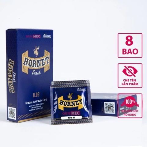 (Chính hãng) Bao Cao Su Jex Hornet Fresh 0.03 Siêu Mỏng, Nhiều Gel, Hương Bạc Hà 8s Cao cấp - hình ảnh thực tế