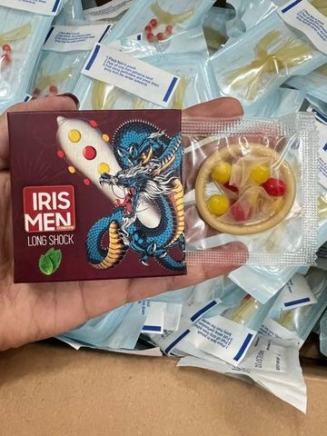 (Chính hãng) Bao Cao Su Iris Men Long Shock 9 Bi Silicon Cực Kỳ Mềm Mại Tăng Cảm Giác Cao cấp - hình ảnh thực tế