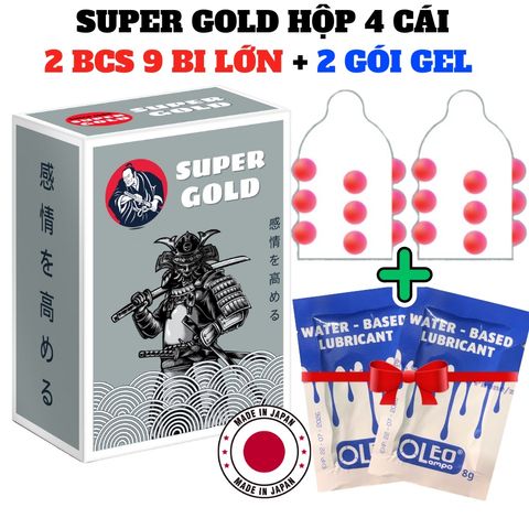 Hộp 2 C&aacute;i Bao Cao Su 9 Bi Super Gold