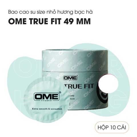 Hộp 10 C&aacute;i Bao Cao Su Size Nhỏ 49mm Ome True Fit Hương Bạc H&agrave;