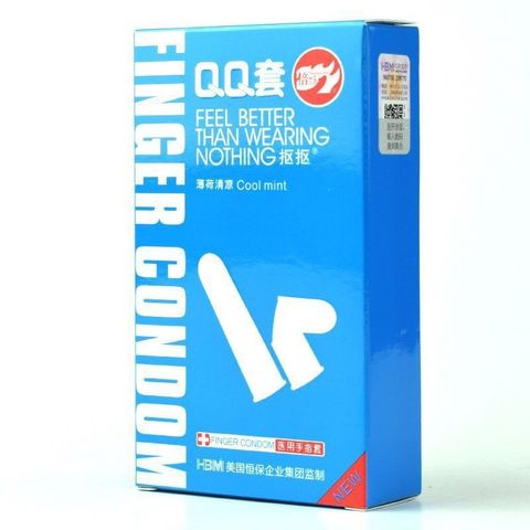 Hộp 10 c&aacute;i Bao cao su ng&oacute;n tay QQ xanh dương