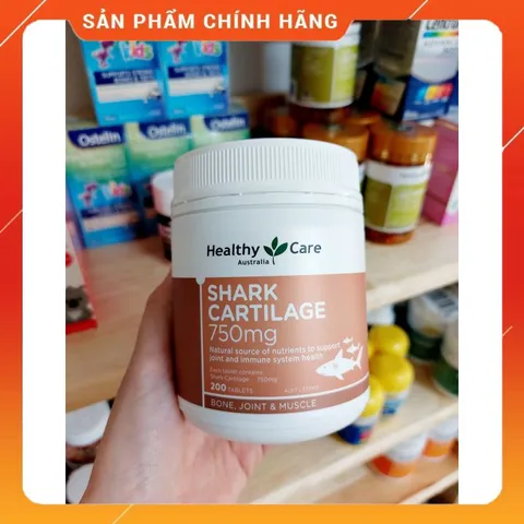 Sụn Vi Cá Mập Healthy Care Shark Cartilage 750mg hỗ trợ xương khớp - Úc