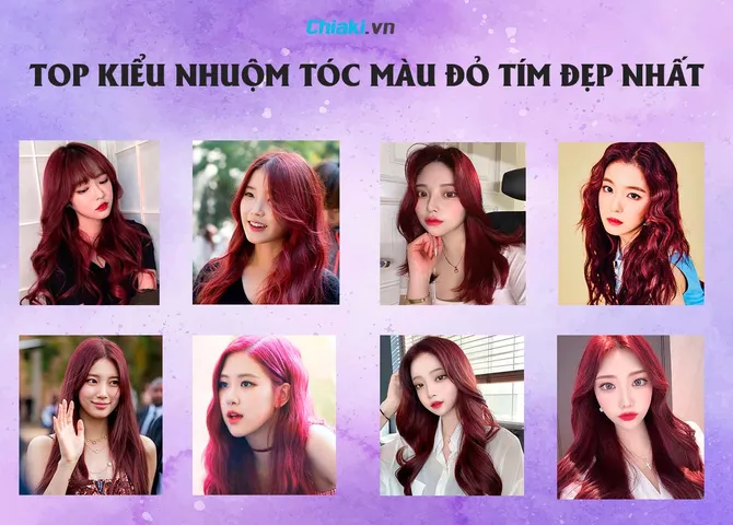 TOP 22+ kiểu nhuộm tóc màu đỏ tím đẹp nhất, trendy năm 2026