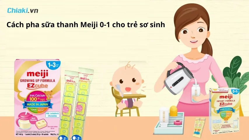Bí quyết pha sữa thanh Meiji 0-1 cho trẻ sơ sinh chi tiết 