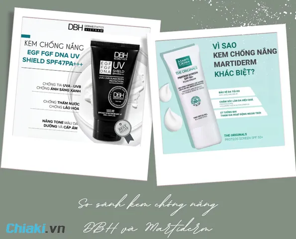 So sánh kem chống nắng DBH và Martiderm dùng loại nào tốt?