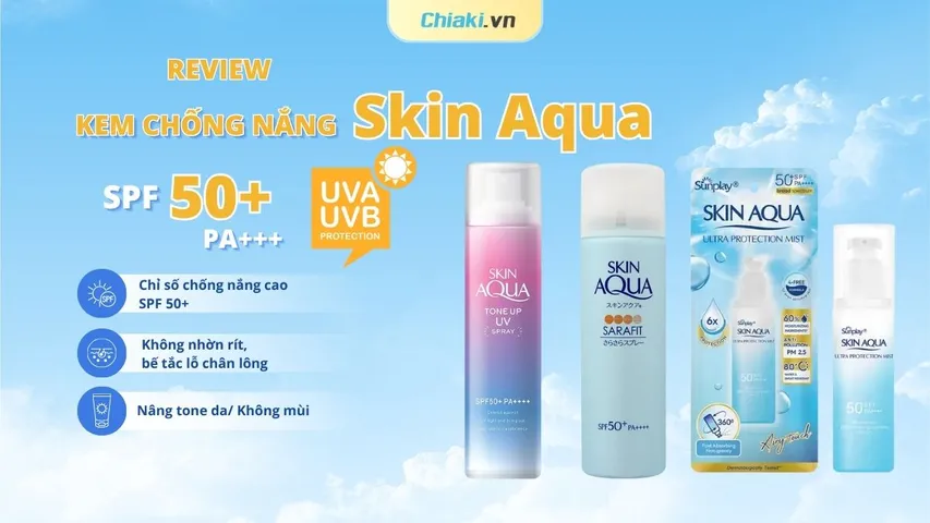 Review xịt chống nắng Skin Aqua: có nâng tone, có gây bí da?