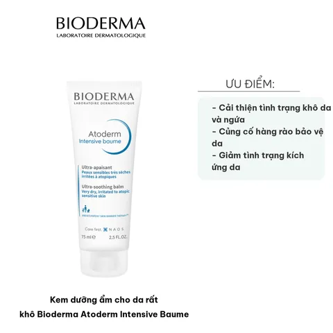 Kem Dưỡng Ẩm Bioderma Atoderm Intensive Baume Cho Da Khô - Dưỡng Ẩm Dịu Nhẹ, Hỗ Trợ Làm Dịu Ngứa, 75ml & 500ml