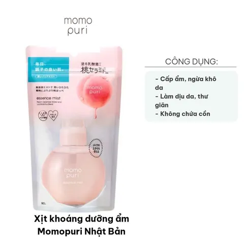 Xịt Khoáng Dưỡng Ẩm Momopuri Nhật Bản 80ml - Phù Hợp Mọi Loại Da, Cấp Ẩm Nhanh, Giúp Da Mịn Màng Tươi Tắn