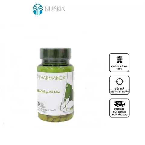 Viên uống hỗ trợ não bộ Pharmanex Bioginkgo 27/7 - Chiết xuất lá bạch quả, tăng cường trí nhớ và khả năng tập trung, 60 viên Mỹ
