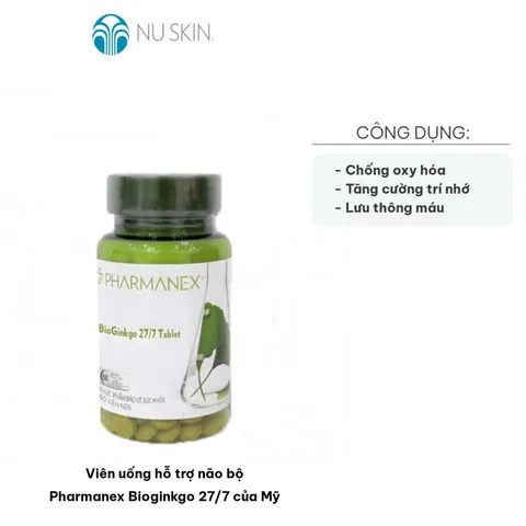 Viên uống hỗ trợ não bộ Pharmanex Bioginkgo 27/7 - Chiết xuất lá bạch quả, tăng cường trí nhớ và khả năng tập trung, 60 viên Mỹ
