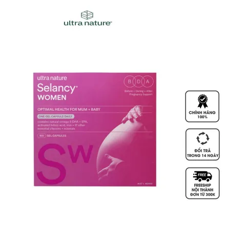 Vitamin Bầu Selancy Women Ultra Nature 100 Viên - Hỗ Trợ Phát Triển Thai Nhi Khỏe Mạnh, Ngăn Dị Tật Ống Thần Kinh cho Mẹ Bầu