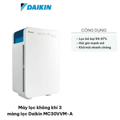 Máy Lọc Không Khí Daikin MC30VVM-A - 3 Màng Lọc HEPA, Cảm Biến PM2.5, Hút Bụi 180 m³/h, Dùng Cho Phòng 20-25m²