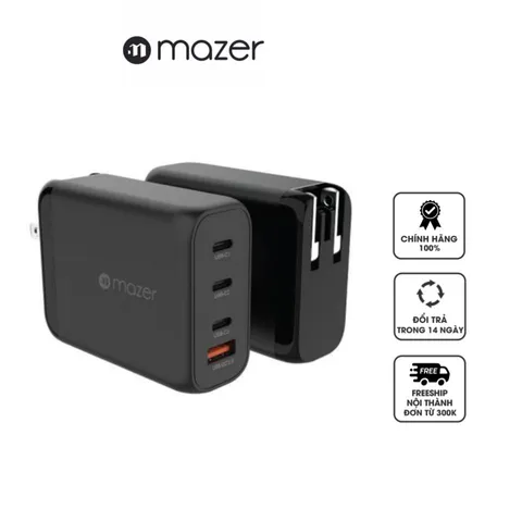 Củ sạc nhanh Mazer Infinite Boost GAN120W 4 cổng USB-C & USB-A - Sạc nhanh công nghệ GaN, nhỏ gọn và hiệu quả cao