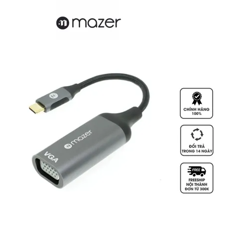 Bộ Chuyển Đổi Mazer ALU USB-C to VGA 1080p/60Hz - Kết Nối Màn Hình VGA Và Máy Chiếu Chất Lượng Cao