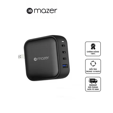 Củ Sạc Nhanh PD100W Mazer Infinite.BOOST SuperMINI GaN - 4 Cổng USB-C & USB-A, Thiết Kế Gọn Nhẹ, Sạc Nhanh Chống Quá Tải
