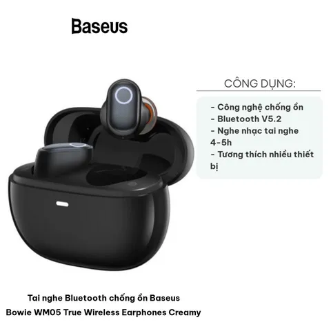 Tai Nghe Bluetooth Chống Ồn Baseus Bowie WM05 - True Wireless Earphones Creamy, Âm Thanh Tuyệt Hảo, Kết Nối Ổn Định, Thời Gian Sử Dụng Lâu