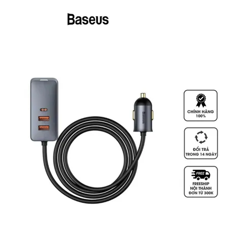 Tẩu sạc nhanh 4 cổng Baseus Share Together 120W - Sạc nhanh ô tô tiện lợi cho smartphone và tablet, độ dài dây 1.5m