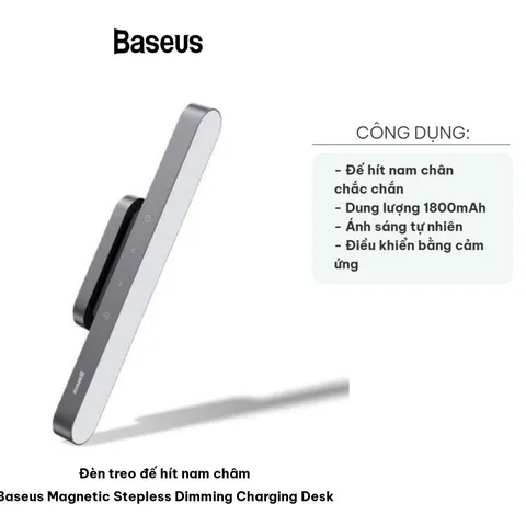 Đèn treo đế hít nam châm Baseus Magnetic - Đèn bàn sạc không dây điều chỉnh độ sáng thông minh cho không gian làm việc và sinh hoạt