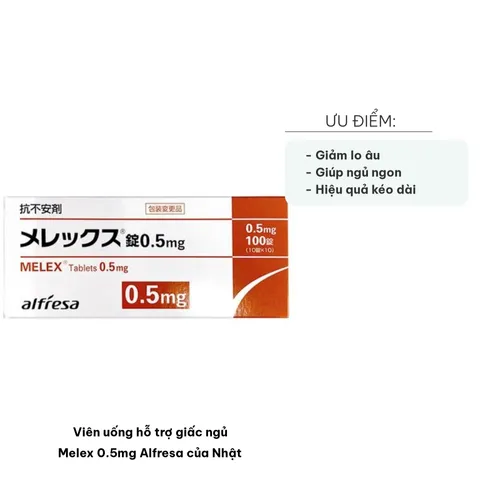 Viên Uống Hỗ Trợ Giấc Ngủ Melex 0.5mg Alfresa Nhật Bản - Giảm Căng Thẳng, Khó Ngủ, Hiệu Quả Nhanh, Dễ Uống