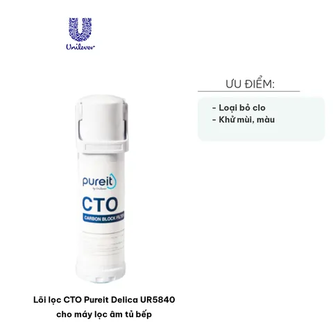 Lõi lọc CTO Pureit Delica UR5840 cho máy lọc nước âm tủ bếp - Loại bỏ clo, mùi, vị lạ, nước sạch tinh khiết, tuổi thọ 8-12 tháng