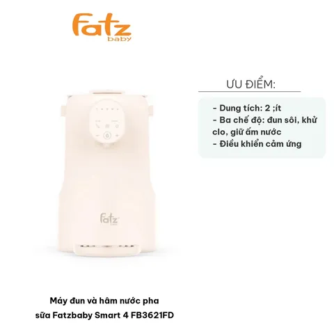 Máy Đun và Hâm Nước Pha Sữa Fatzbaby Smart 4 - Thiết Kế Hiện Đại, Dung Tích 2 Lít, Chức Năng Khử Clo và Giữ Nhiệt Thông Minh