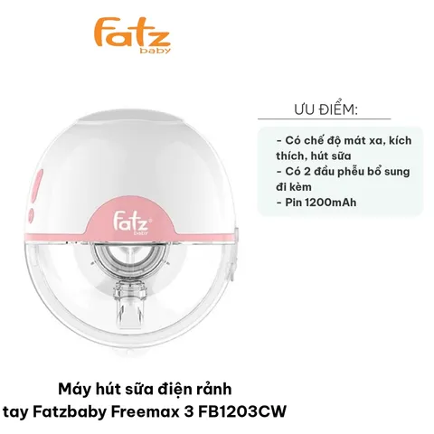 Máy Hút Sữa Điện Fatzbaby Freemax 3 FB1203CW - Thiết Kế Nhỏ Gọn, Tích Hợp 3 Chế Độ, Dễ Dàng Sử Dụng, Quà Tặng Thực Dụng Cho Mẹ Bỉm Sữa