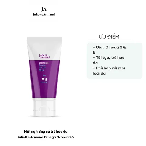 Mặt Nạ Trứng Cá Trẻ Hóa Da Juliette Armand Omega Caviar 3-6 - Giúp Xóa Nhăn, Cải Thiện Da Tươi Mới, Săn Chắc, 50ml