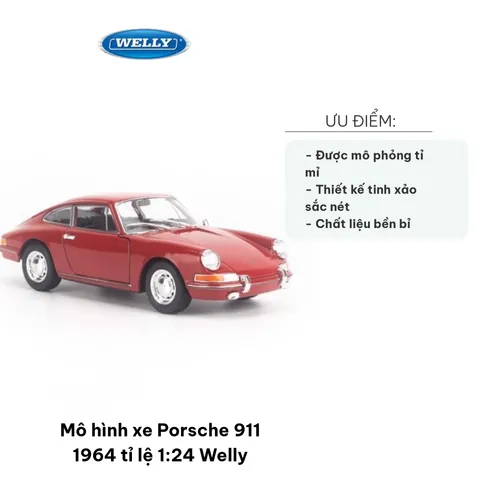 Mô Hình Xe Porsche 911 1964 Tỉ Lệ 1:24 Welly - Chi Tiết Tinh Xảo, Sang Trọng, Đồ Chơi Trưng Bày Tham Khảo Cho Fan Xe Hơi