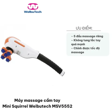 Máy Massage Cầm Tay Mini Squirrel Welbutech MSV5552 - Giảm Đau, 5 Đầu Massage Đa Năng, Thiết Bị Trị Liệu Chất Lượng Cao