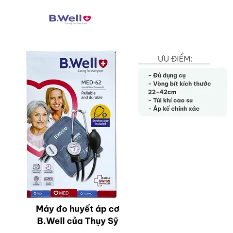 Máy Đo Huyết Áp Cơ B.Well MED-62 Thụy Sĩ - Thiết Bị Chuyên Dụng Đo Huyết Áp & Nhịp Tim Chính Xác, Dễ Sử Dụng cho Gia Đình