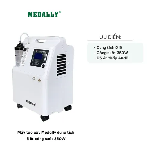 Máy Tạo Oxy Medally 5 Lít 350W - Thiết Bị Y Tế Chăm Sóc Sức Khỏe, Lưu Lượng Oxy 0.5-5 Lít/Phút, Độ Tinh Khiết 93%
