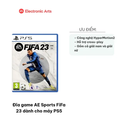 Đĩa Game AE Sports FIFA 23 cho PS5 - Chơi Thể Thao Thực Tế Với Công Nghệ HyperMotion2 - Hệ Thống Đội Bóng Đỉnh Cao