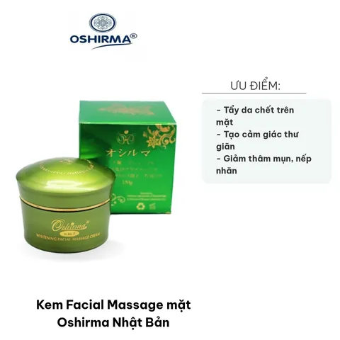 Kem Facial Massage mặt Oshirma 150g - Sản phẩm chăm sóc da Nhật Bản, giúp làm sạch, thư giãn và trẻ hóa làn da.