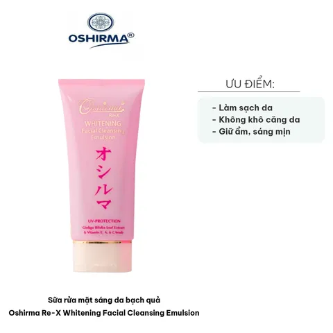 Sữa Rửa Mặt Oshirma Re-X Whitening 50ml - Sáng Da, Làm Sạch Hiệu Quả Bạch Quả, Dưỡng Ẩm Cho Mọi Loại Da