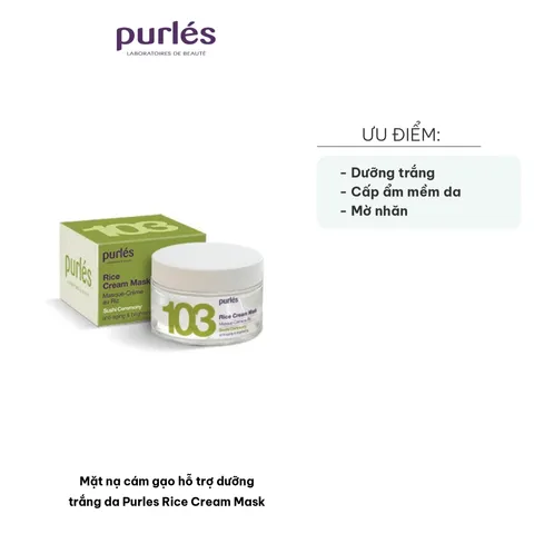 Mặt Nạ Cám Gạo Dưỡng Trắng Purles Rice Cream Mask - Hỗ Trợ Làm Sáng Da, Tăng Độ Ẩm, Phù Hợp Với Mọi Loại Da