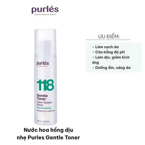 Nước Hoa Hồng Dịu Nhẹ Purles Gentle Toner 200ml - Cấp Ẩm, Cân Bằng pH, Phù Hợp Mọi Loại Da, Chất Liệu Tự Nhiên, Dưỡng Da Mềm Mịn