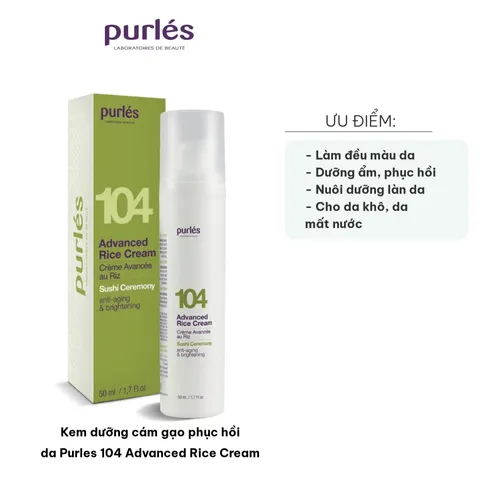 Kem Dưỡng Cám Gạo Phục Hồi Da Purles 104 Advanced Rice Cream - Dưỡng Ẩm, Làm Sáng, Chống Lão Hóa Cho Da Khô 50ml