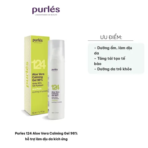 Gel Dưỡng Ẩm Purles 124 Aloe Vera 98% - Hỗ Trợ Làm Dịu Da Kích Ứng, Dưỡng Ẩm hiệu quả cho mọi loại da 50ml