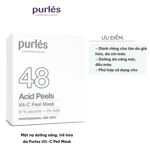 Mặt Nạ Dưỡng Sáng Trẻ Hóa Da Purles 48 Vit-C Pell Mask - Vitamin C Chống Lão Hóa, Phù Hợp Mọi Loại Da, Dưỡng Da Sáng Mịn Màu