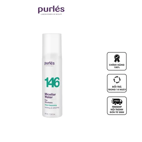 Nước Tẩy Trang Purles 146 Micellar Water 200ml - Làm Sạch Sâu, Dành Cho Da Nhạy Cảm, Không Chứa Paraben, Dầu Khoáng