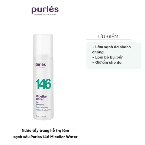 Nước Tẩy Trang Purles 146 Micellar Water 200ml - Làm Sạch Sâu, Dành Cho Da Nhạy Cảm, Không Chứa Paraben, Dầu Khoáng