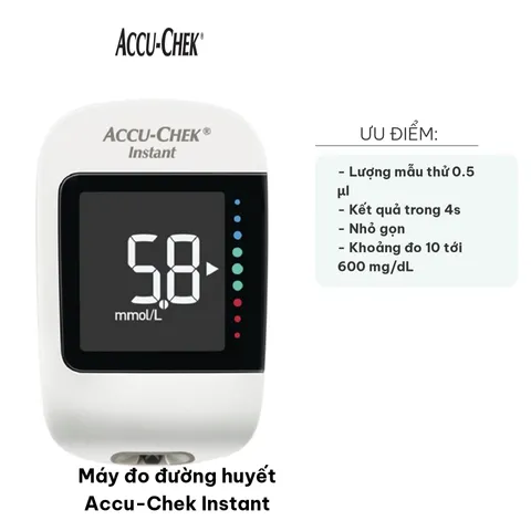 Máy Đo Đường Huyết Accu-Chek Instant - Kết Quả Nhanh Chỉ 4 Giây, Thiết Kế Nhỏ Gọn, Thích Hợp Sử Dụng Cá Nhân, Thiết Bị Y Tế Chính Hãng